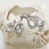 Set 14x8mm Anhänger und 8x5mm Ohrstecker mit Zirkonias glänzend rhodiniert Silber 925