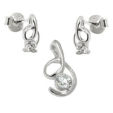 Set 14x8mm Anhänger und 8x5mm Ohrstecker mit Zirkonias glänzend rhodiniert Silber 925