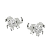 Stecker 6x11mm Elefant Zirkonia glänzend rhodiniert Silber 925