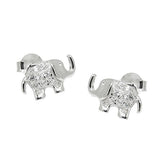Stecker 6x11mm Elefant Zirkonia glänzend rhodiniert Silber 925