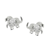 Stecker 6x11mm Elefant Zirkonia glänzend rhodiniert Silber 925