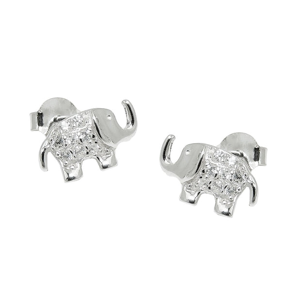 Stecker 6x11mm Elefant Zirkonia glänzend rhodiniert Silber 925