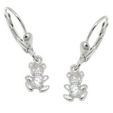 Ohrbrisur Ohrhänger Ohrringe 25x7mm kleiner Bär Zirkonia weiß Silber 925