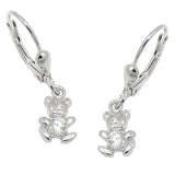Ohrbrisur Ohrhänger Ohrringe 25x7mm kleiner Bär Zirkonia weiß Silber 925