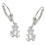 Ohrbrisur Ohrhänger Ohrringe 25x7mm kleiner Bär Zirkonia weiß Silber 925