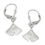 Ohrbrisur Ohrhänger Ohrringe 27x11mm Ginkgoblatt rhodiniert Silber 925