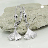 Ohrbrisur Ohrhänger Ohrringe 27x11mm Ginkgoblatt rhodiniert Silber 925