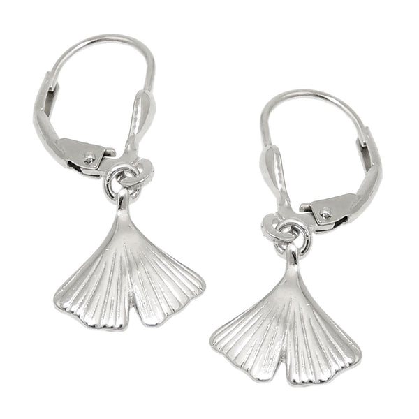 Ohrbrisur Ohrhänger Ohrringe 27x11mm Ginkgoblatt rhodiniert Silber 925