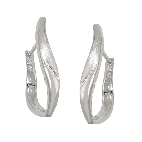 Creole Klappscharnier 25x4mm oval teilmattiert rhodiniert Silber 925