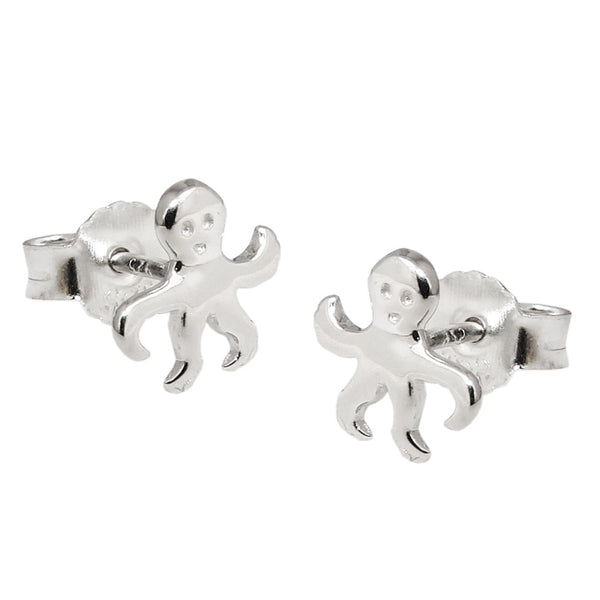 Stecker 8x9mm Krake glänzend rhodiniert Silber 925