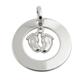 Anhänger 26mm Gravuranhänger Kreis mit 2 Füßen Silber 925