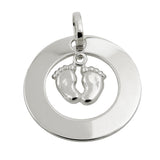 Anhänger 26mm Gravuranhänger Kreis mit 2 Füßen Silber 925