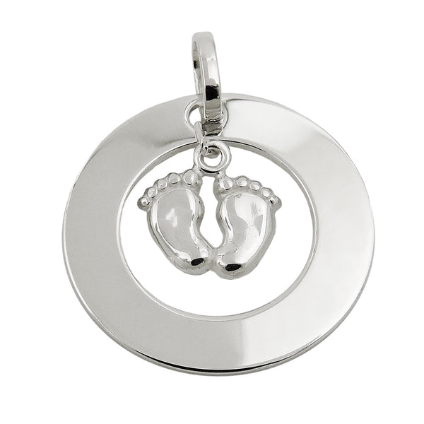 Anhänger 26mm Gravuranhänger Kreis mit 2 Füßen Silber 925
