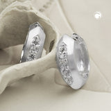 Creole 15x5mm Klappscharnier matt-glänzend Zirkonias Silber 925