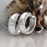 Creole 14x4,5mm Klappscharnier abgerundet glänzend Zirkonia Silber 925