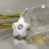Anhänger 8,5mm Blume mit Zirkonia weiß Silber 925