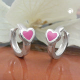 Creole, 12x2,4mm Herz rosa, Silber 925