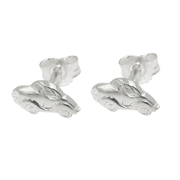 Stecker 4x9mm kleines französisches Auto glänzend Silber 925