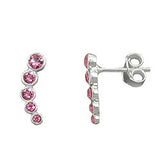 Stecker 14x3,5mm 5x Glas-Steine pink Silber 925