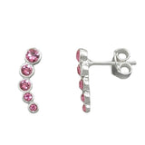 Stecker 14x3,5mm 5x Glas-Steine pink Silber 925