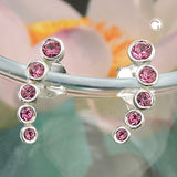 Stecker 14x3,5mm 5x Glas-Steine pink Silber 925
