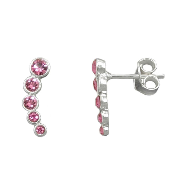 Stecker 14x3,5mm 5x Glas-Steine pink Silber 925