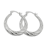 Creole 22mm bauchig Muster Drahtcreole mit Bügelverschluss Silber 925
