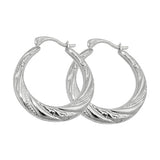 Creole 22mm bauchig Muster Drahtcreole mit Bügelverschluss Silber 925