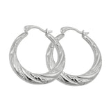 Creole 22mm bauchig Muster Drahtcreole mit Bügelverschluss Silber 925