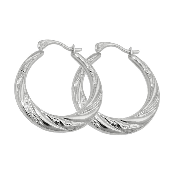 Creole 22mm bauchig Muster Drahtcreole mit Bügelverschluss Silber 925