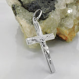 Anhänger 30x19mm Kreuz mit Jesus glänzend rhodiniert Silber 925
