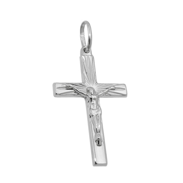 Anhänger 30x19mm Kreuz mit Jesus glänzend rhodiniert Silber 925