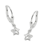 Ohrbrisur Ohrhänger Ohrringe 22x6mm Stern mit Zirkonias matt-glänzend Silber 925