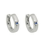Creole 13x2mm Klappscharnier kleiner Zirkonia blau mattiert Silber 925