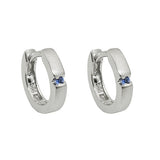 Creole 13x2mm Klappscharnier kleiner Zirkonia blau mattiert Silber 925