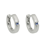 Creole 13x2mm Klappscharnier kleiner Zirkonia blau mattiert Silber 925