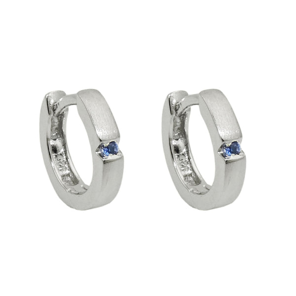Creole 13x2mm Klappscharnier kleiner Zirkonia blau mattiert Silber 925