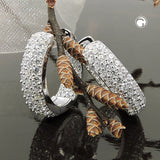 Creole 18x5mm Klappscharnier viele Zirkonias rhodiniert Silber 925