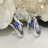 Creole 14x2mm Klappscharnier Zirkonia blau rhodiniert Silber 925