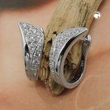 Creole 17x8mm Klappscharnier Zirkonias rhodiniert Silber 925