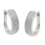Creole 17x5mm Klappscharnier oval Zirkonias weiß rhodiniert Silber 925