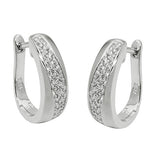 Creole 17x5mm Klappscharnier oval Zirkonias weiß rhodiniert Silber 925