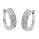 Creole 17x5mm Klappscharnier oval Zirkonias weiß rhodiniert Silber 925