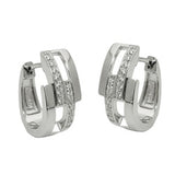 Creole 17x9mm Klappscharnier oval Zirkonias weiß rhodiniert Silber 925