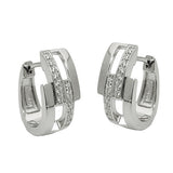 Creole 17x9mm Klappscharnier oval Zirkonias weiß rhodiniert Silber 925