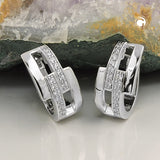 Creole 17x9mm Klappscharnier oval Zirkonias weiß rhodiniert Silber 925