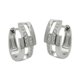 Creole 17x9mm Klappscharnier oval Zirkonias weiß rhodiniert Silber 925