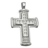 Anhänger 31x23mm Kreuz mit Zirkonias rhodiniert Silber 925