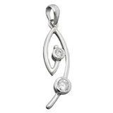 Anhänger 28x6mm Zirkonias weiß rhodiniert Silber 925
