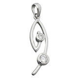 Anhänger 28x6mm Zirkonias weiß rhodiniert Silber 925